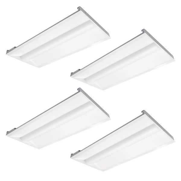 4-Pack 2 ft. x 4 ft. 120W Equivalent White Dimmable 3500K-4000K-5000K Integrated LED Troffer Light, up to 5625-Lumens,UL