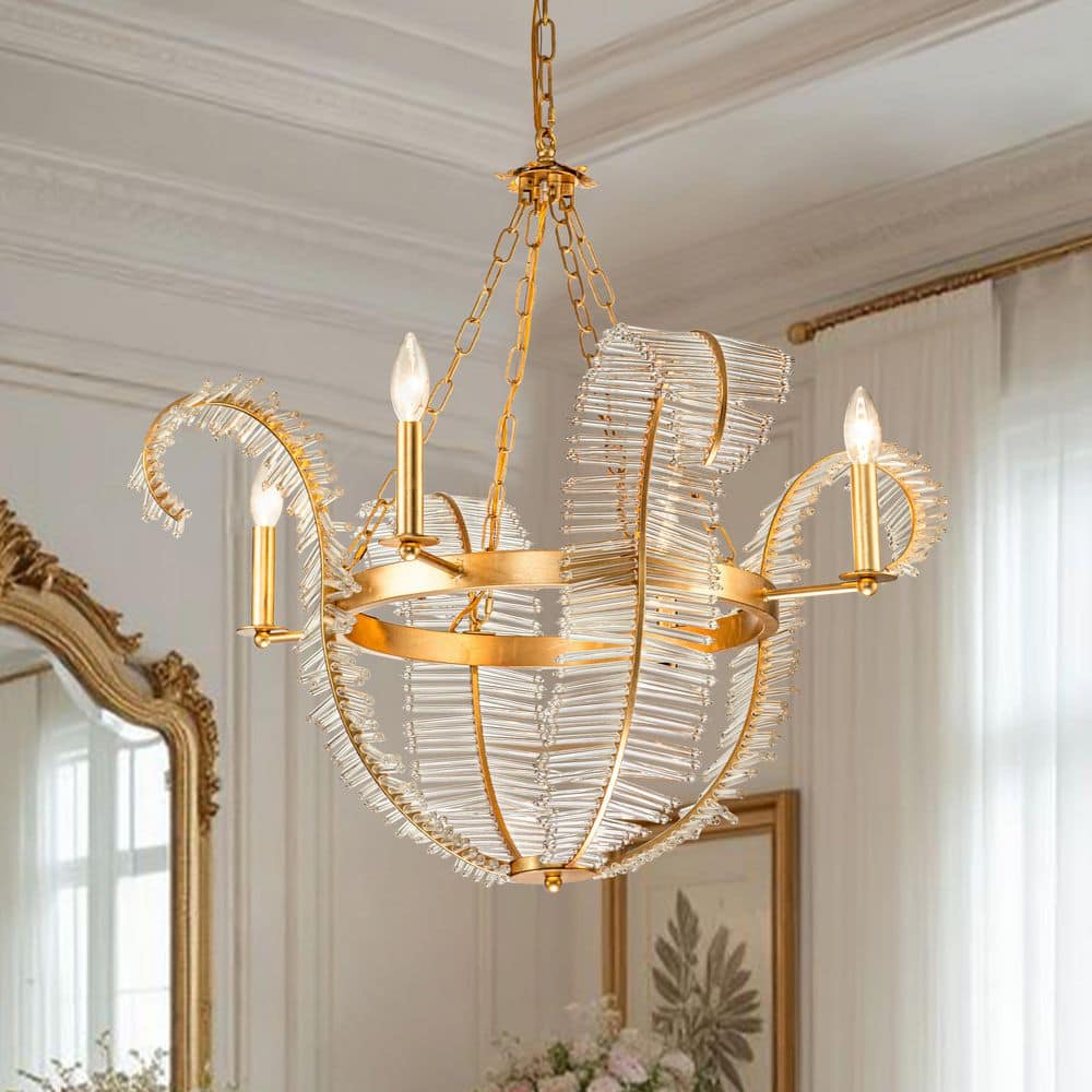HUOKU Auro Luxury 4-Light Gold Classic Empire Style Adjustable