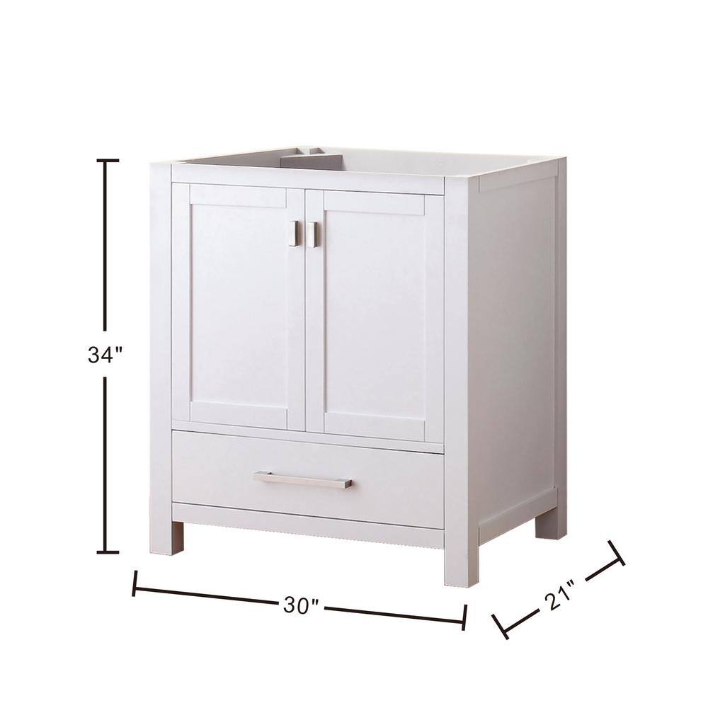 Modero 30'' White Poplar Wood Bathroom Vanity Base
