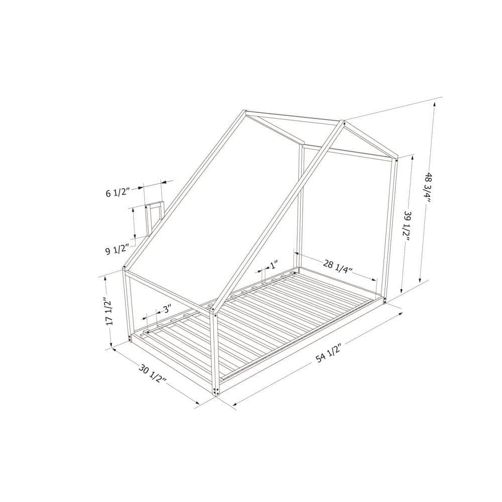 White Scandinavian Toddler Playhouse Bed Frame with Drawer