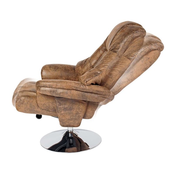 Wateday Vintage Brown Leather Swivel Recliner Arm Chair with