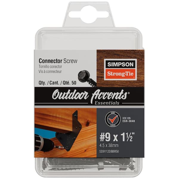 Outdoor Accents Connector Screw - #9 x 1-1/2 in. Double-Barrier Coating, Black (50-Qty)