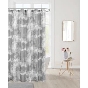 Printed Waffle 70 in. x 72 in. 13-Piece Shower Curtain Set in Paris