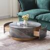 Magic Home 33 in. Modern Brown Round Wood Round Coffee Table Center Table with 2-Drawers for Living Room, Fully Assembled MH-CT-007C