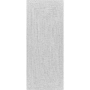 Lefebvre Casual Braided Ivory 3 ft. x 12 ft. Indoor/Outdoor Runner Patio Rug