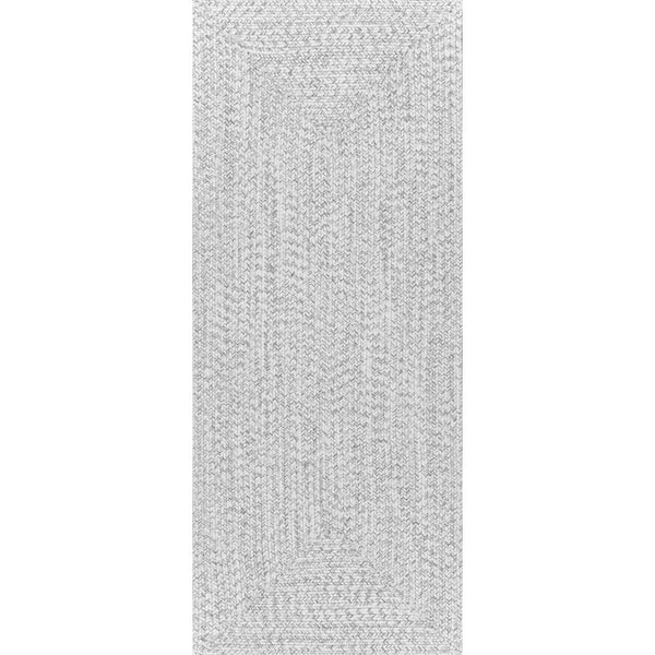 nuLOOM Lefebvre Casual Braided Ivory 3 ft. x 12 ft. Indoor/Outdoor Runner Patio Rug