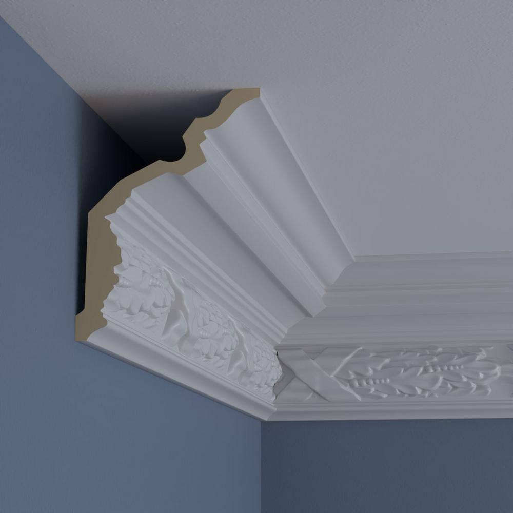 Primed White Polyurethane Geometric Crown Moulding Sample