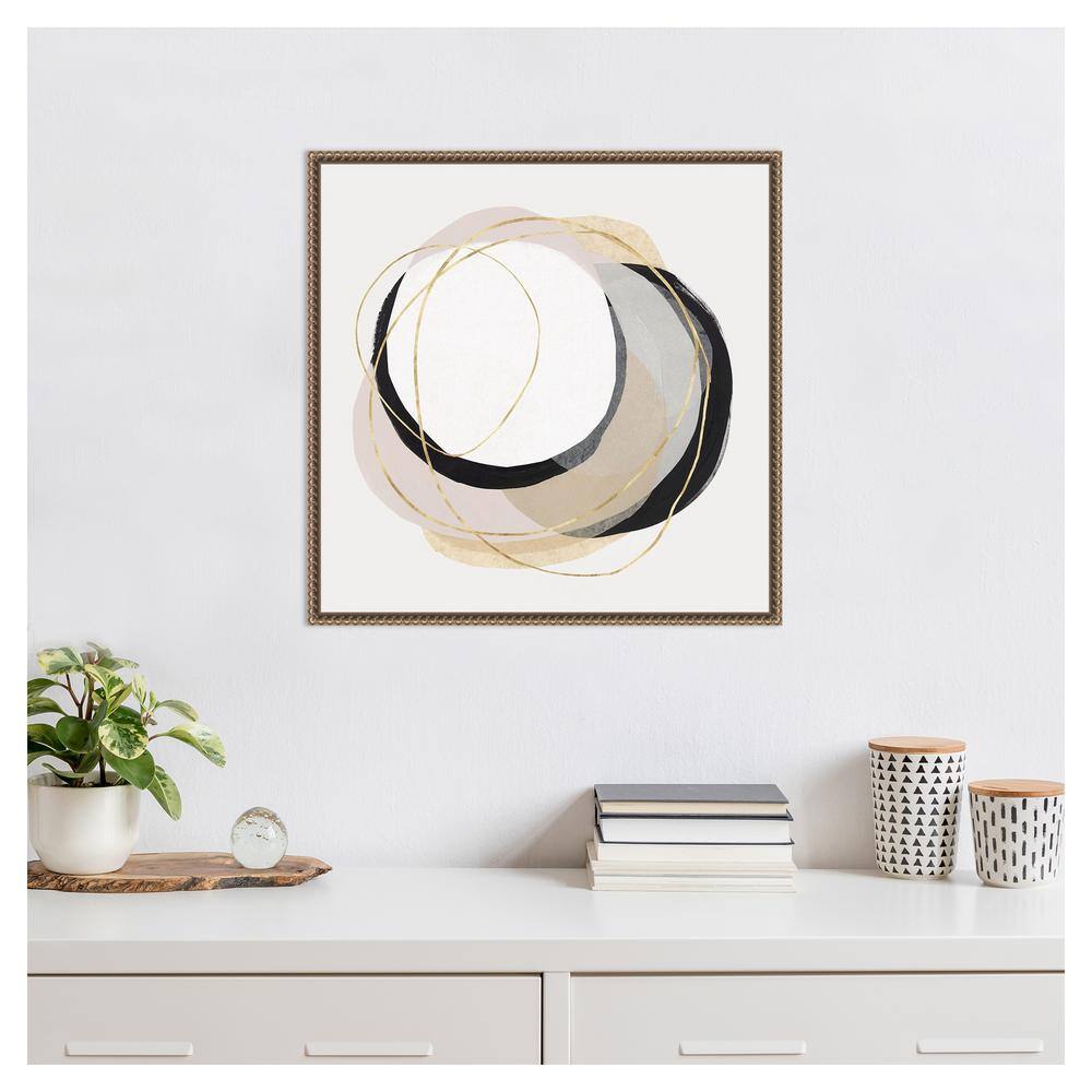 Ring of Gold I Abstract Canvas Art with Bronze Floater Frame