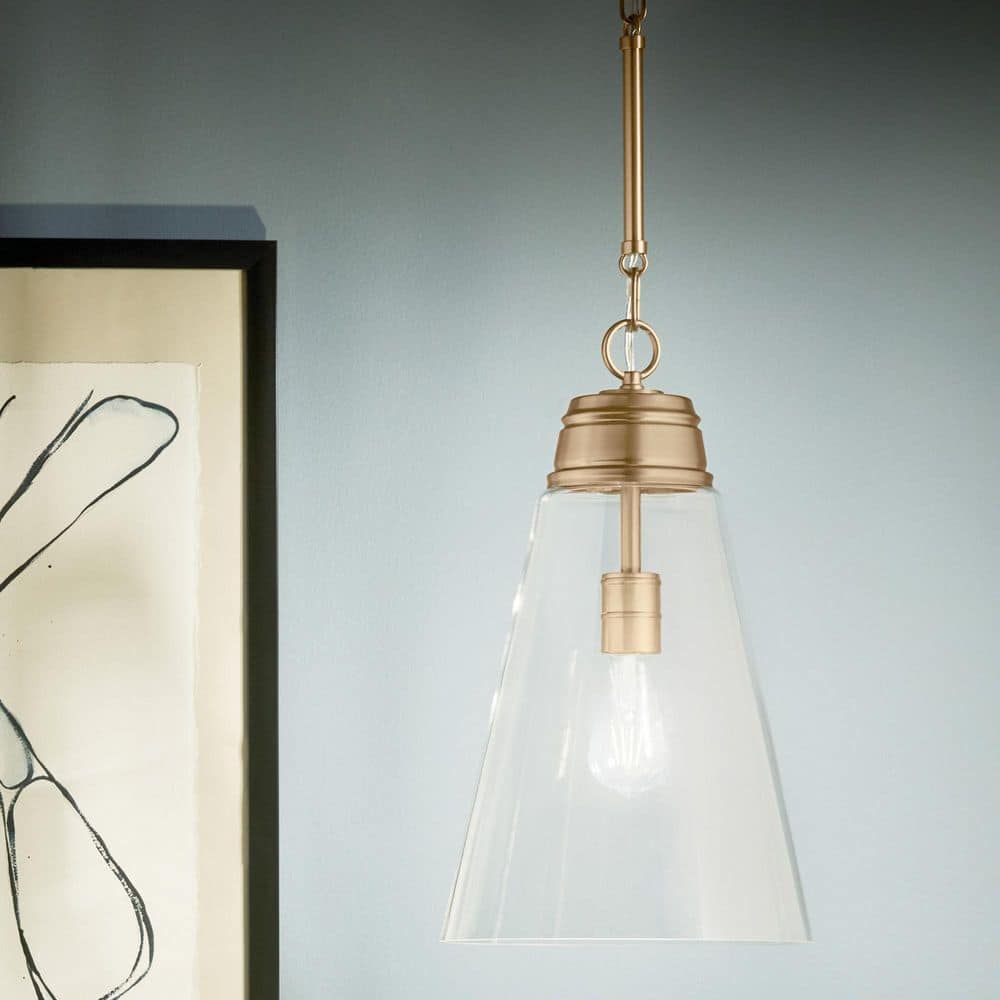 Marsailli 19 in. 1-Light Medium Pendant with Clear Glass in Champagne Bronze price history on PriceWatchPro