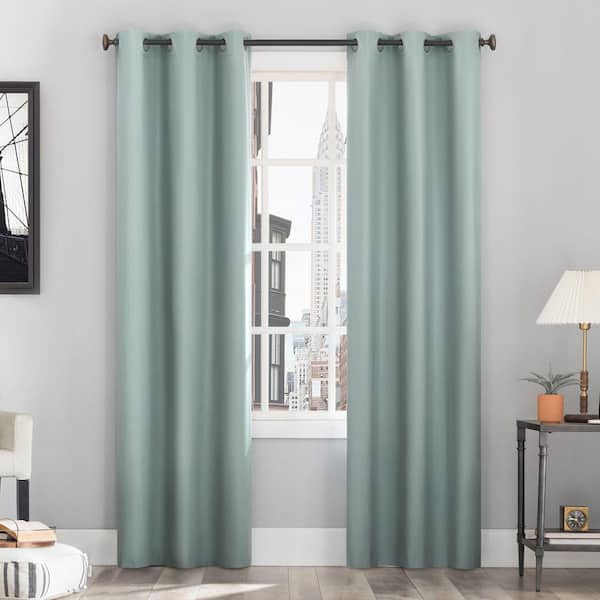 Sun Zero Cyrus Thermal 100% Blackout Grommet Curtain Panel in Mineral - 40 in. W x 96 in. L