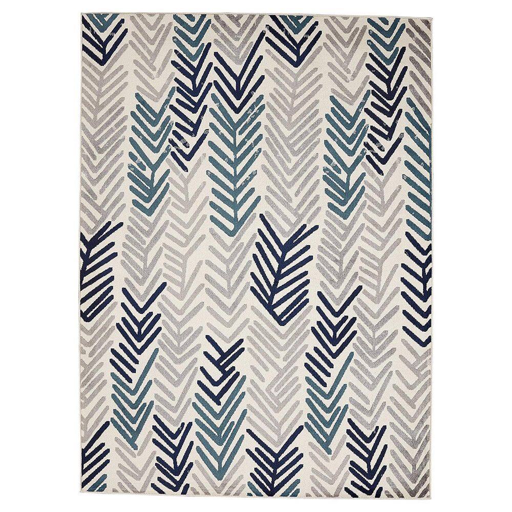 Ottomanson Rixos Collection Modern Floral 5x7 Indoor Living Room Area   Gray Blue Ottomanson Area Rugs Rix2711 5x7 64 1000 