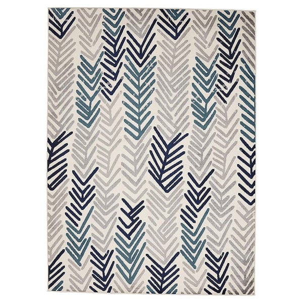Ottomanson Rixos Collection Modern Floral 5x7 Indoor Living Room Area Rug, 5 ft. 3 in. x 6 ft. 11 in., Gray/Blue