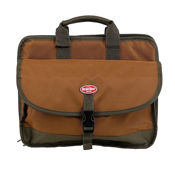 BUCKET BOSS Contractor's 16 in. Briefcase Tool Bag in Brown and Green with 18 total pockets