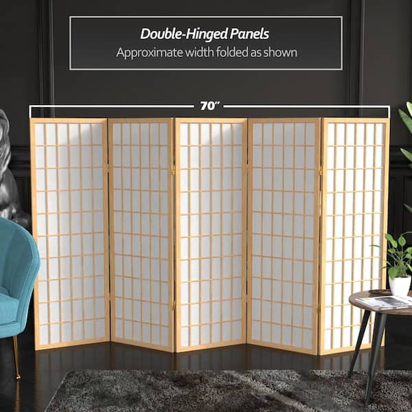 4 ft. Short Window Pane Shoji Screen - Natural - 5 Panels