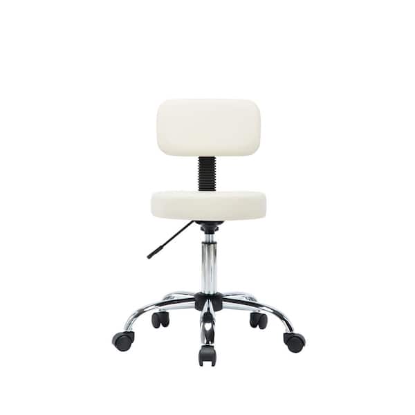 Cream Adjustable Drafting Stool with backrest