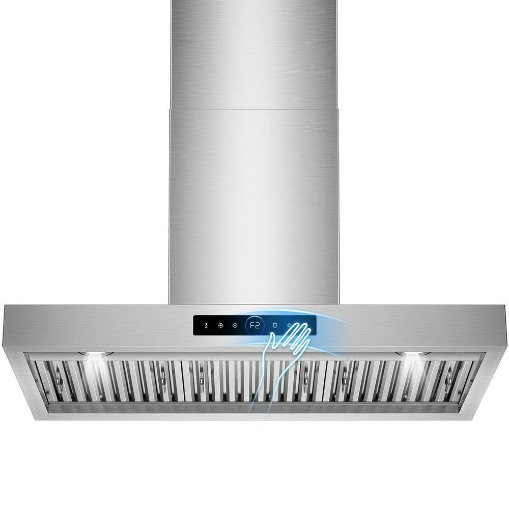 35.75 in. 1200 CFM Ducted Wall Mount Range Hood Silver with Gesture Sensing and Touch Control price history on PriceWatchPro