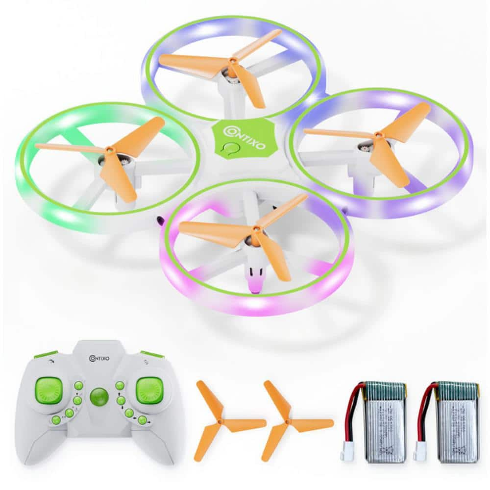 7 in. TD1 Kids Indoor Outdoor RC Easy to Fly Quadcopter Drone with LED Lights with 3d Flip -  CONTIXO, TD1-Green