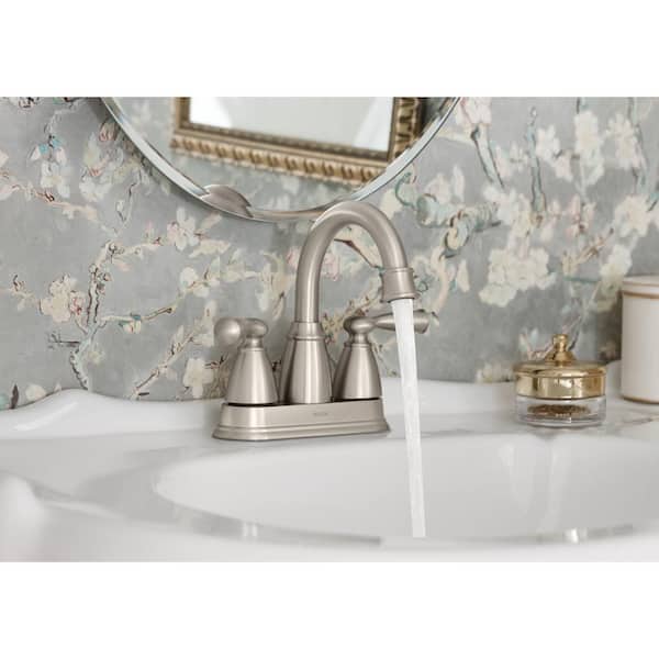 Banbury 4 in. Centerset Double Handle Bathroom Faucet with Spot Resist in Brushed Nickel (2-pack)