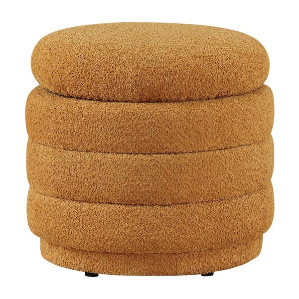 OSP Home Furnishings Cecil Polyester Storage Ottoman-Gold Sherpa