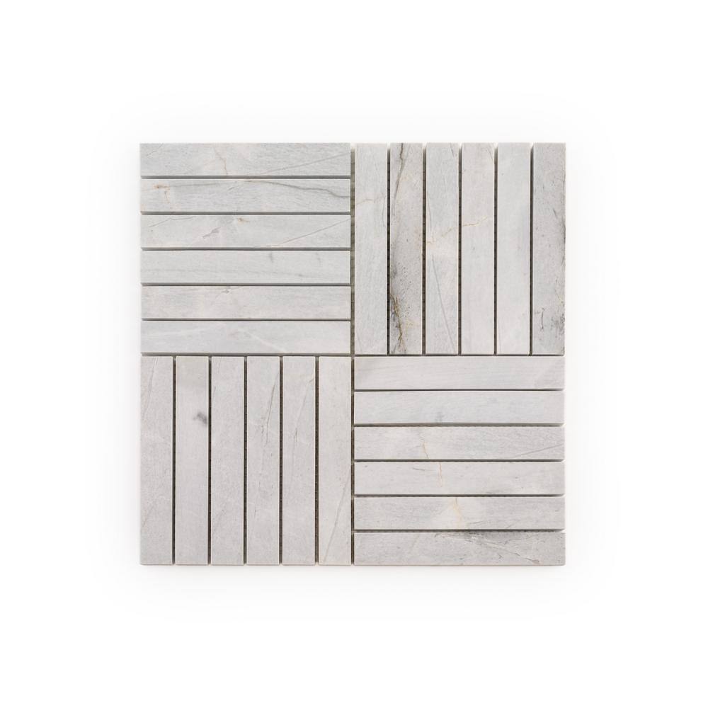 Hudson Lais Grey 11.875 in. x 11.875 in. Square Polished Marble Mosaic Wall and Floor Tile (0.979 Sq. Ft./Each)