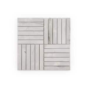 Hudson Lais Grey 11.875 in. x 11.875 in. Square Polished Marble Mosaic Wall and Floor Tile (0.979 Sq. Ft./Each)