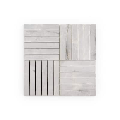 Hudson Lais Grey 11.875 in. x 11.875 in. Square Polished Marble Mosaic Wall and Floor Tile (0.979 Sq. Ft./Each)