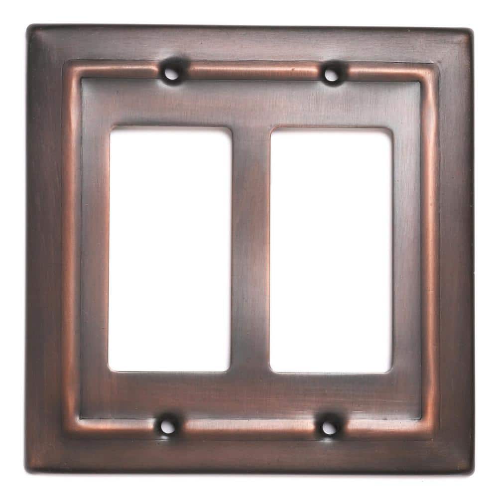 Antique Copper 2-Gang Metal Decorator Rocker Wall Plate