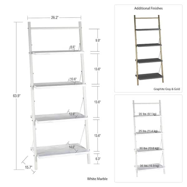4 Shelf Ladder Bookcase, Black Ladder Bookcase Dunelm