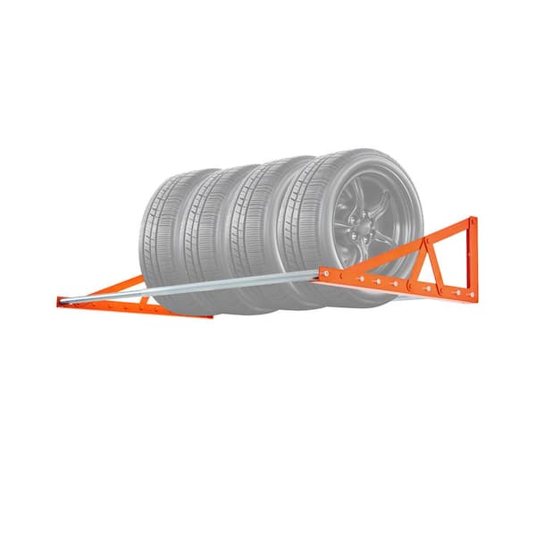Wall Mounted Tire Rack, 26.97 in W x 56.69 in. D Orange Adjustable Height Steel Garage Wall Shelf