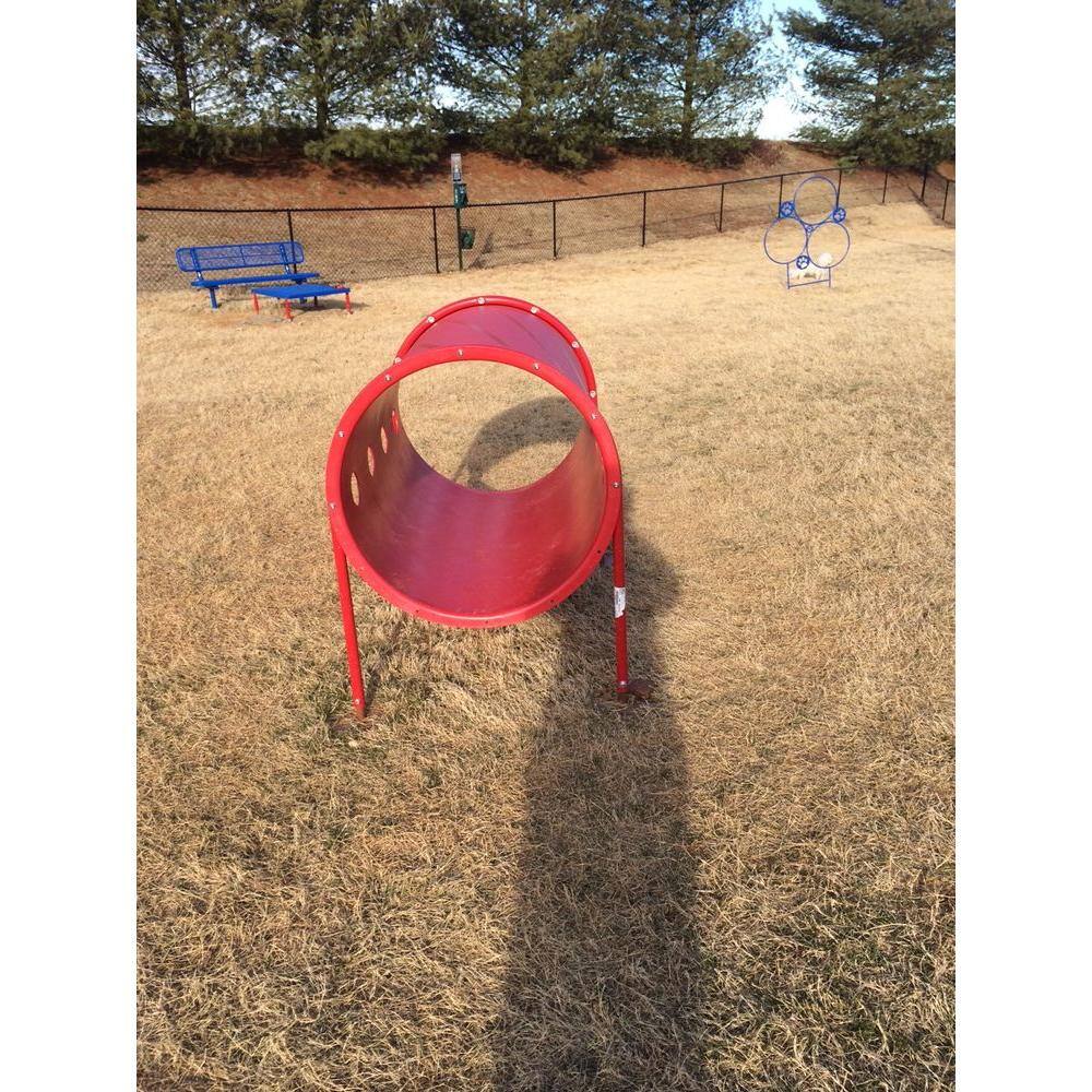 Red Rotomolded Plastic Doggie Crawl Tunnel with Powder-Coated Posts