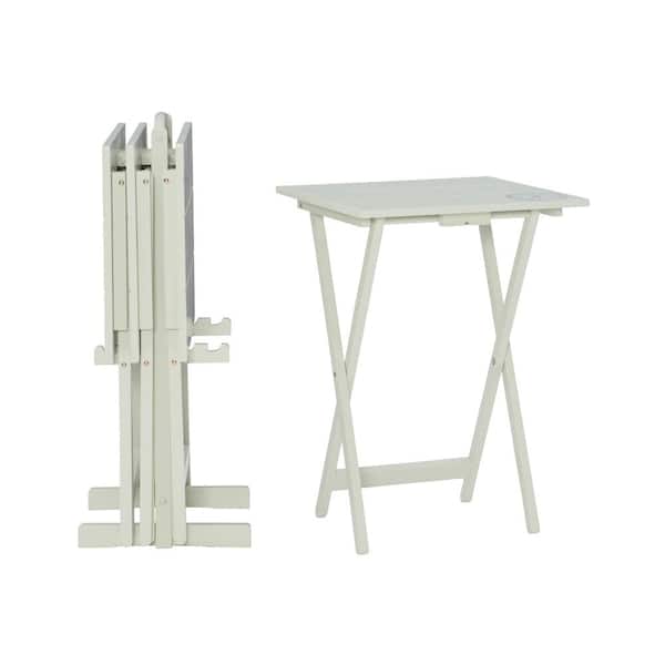 Linon Home Decor Cassia Light Grey 5-Piece Wood Snack Tray Set with Plank Style Tops