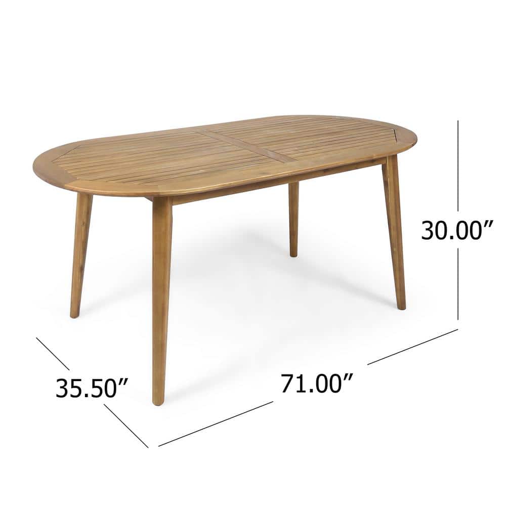 Chic 71" Teak Acacia Wood Oval Outdoor Dining Table