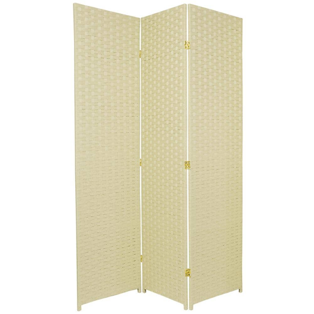 Oriental Furniture 6 ft. Cream 3-Panel Room Divider SSFIBER-3P-CRM ...