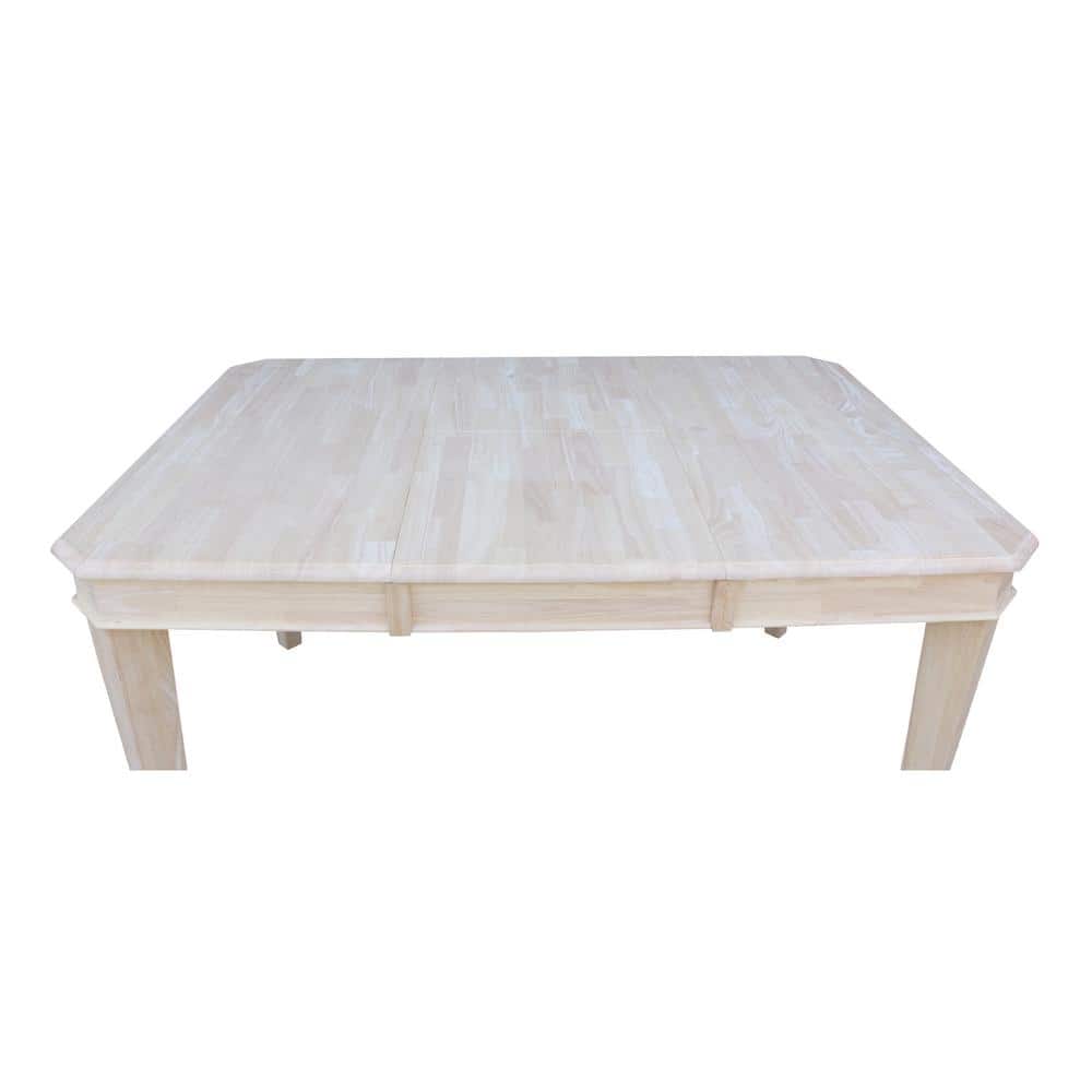 White Wood Extendable Rectangular Dining Table with Tapered Legs