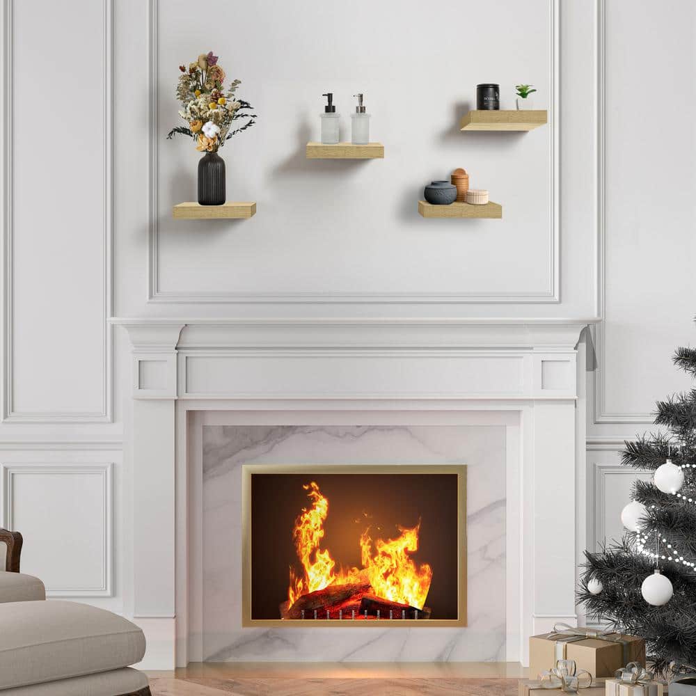 Maple Wood Matte Finish Floating Wall Shelves Set of 4