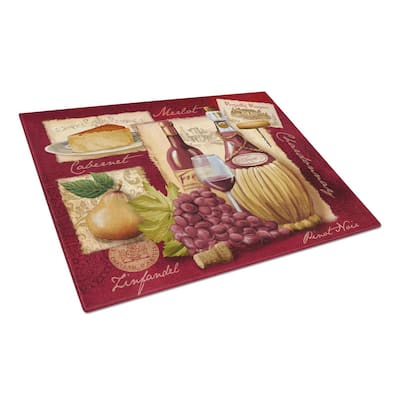 Wine and Cheese Tempered Glass Large Cutting Board