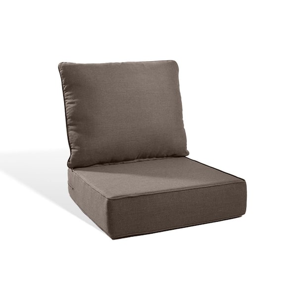 PlushCore 22 in. x 24 in. x 6 in. 2-Piece Deep Seating Outdoor Dining Chair Thick Cushion Set in Gray (1-Set)