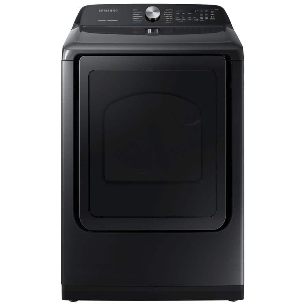 Samsung 7.4 cu. ft. Fingerprint Resistant Black Stainless Electric Dryer with Steam Sanitize+-DVE50R5400V - The Home Depot