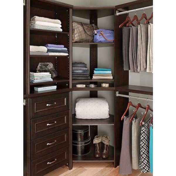 Impressions 28.7 in. W x 28.7 in. D x 41.1 in. H Chocolate Wood Corner Unit