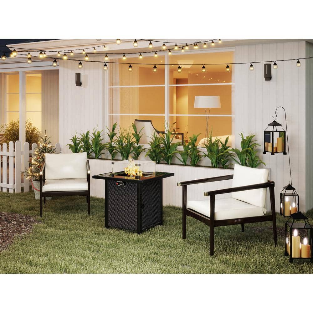 28 in. Propane Fire Pit Table, 50000 BTU Gas Firepits Tempered Glass Tablet