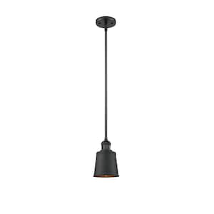 Addison 100-Watt 1-Light Matte Black Shaded Mini Pendant Light with Metal Shade