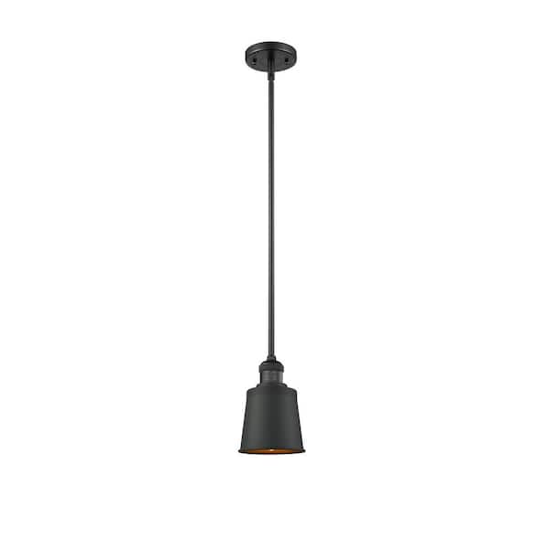 Innovations Addison 100-Watt 1-Light Matte Black Shaded Mini Pendant Light with Metal Shade