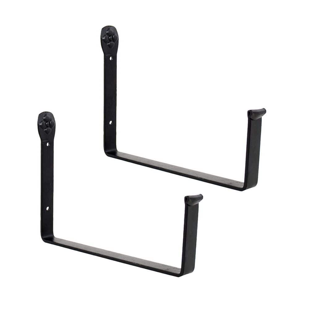 "10""W Black Wrought Iron Wall Mounted Flower Box Brackets (Set of 2), Powder Coated Finish, Home Garden Accessory" price history on PriceWatchPro