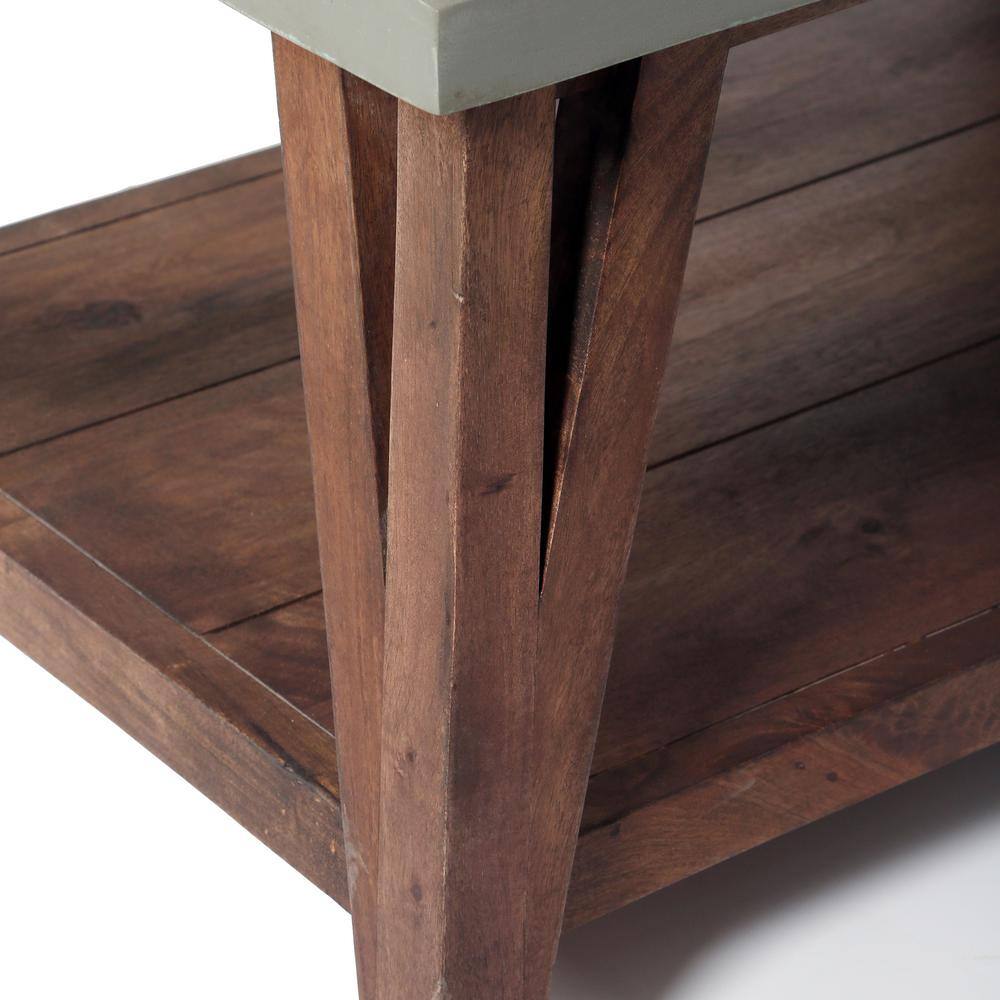 Gray Mango Wood Industrial Hall Tree Bench with Storage