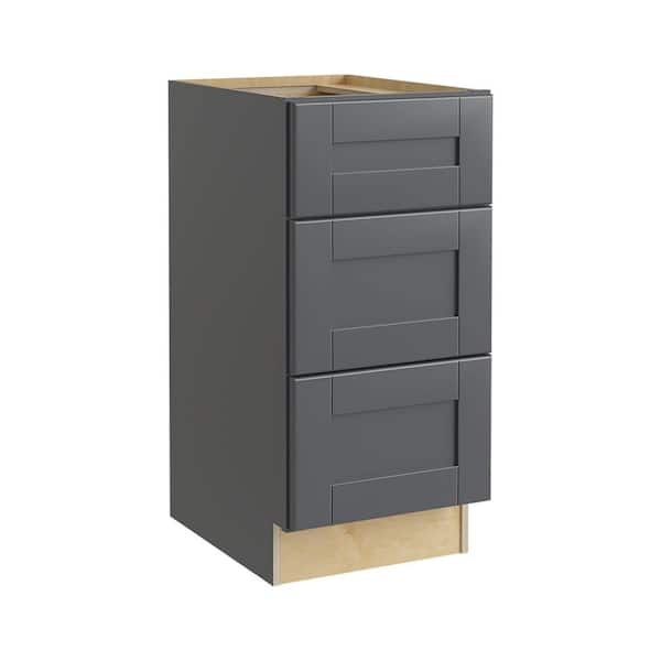 Home Decorators Collection Washington 15 in. W x 21 in. D x 34.5 in. H Assembled Plywood Drawer Base Bath Cabinet in Onyx with Soft Close