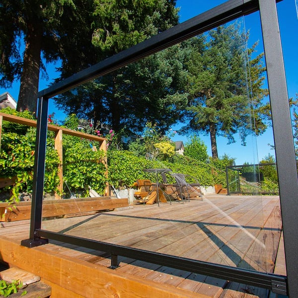 Peak Aluminum Railing 36-5/16 in. H x 60 in. W Aluminum Deck Railing Clear Tempered Glass Panel for 42 in. High System