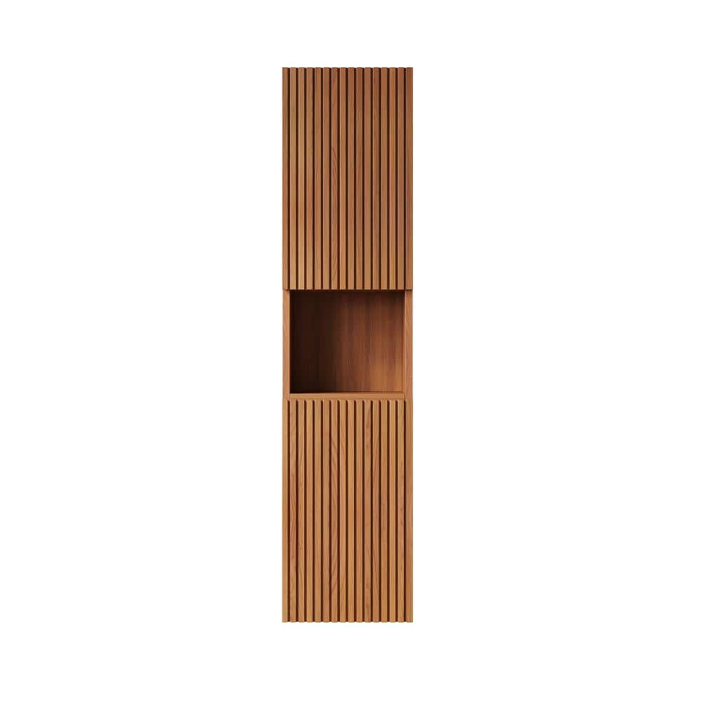 13.78 in. W x 11.81 in. D x 59.05 in. H Wall-Mounted Bathroom Cabinet in Brown Oak with Doors and Shelves price history on PriceWatchPro