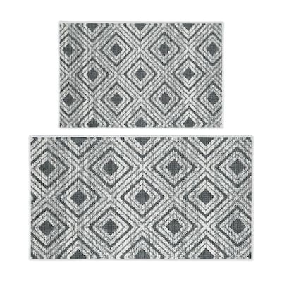 Sushome Geometric Gray 44 In X 24, Washable Cotton Rugs For Kitchen