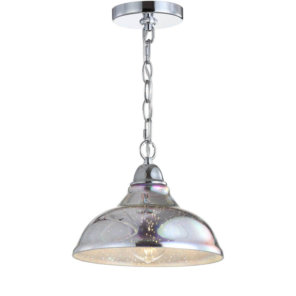 Nora 9.75" Chrome Polished LED Mini Drum Pendant with Clear Glass