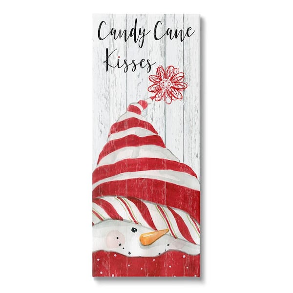 Stupell Industries Candy Cane Kisses Phrase by Carol Robinson 1-Piece Unframed Graphic Print Typography Poster Art Print 24 in. x 10 in.